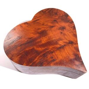 heart shaped burl wood trinket box hinged lid jewelry box wooden storage gift